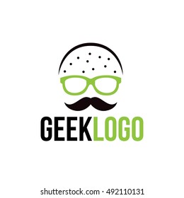Geek logo, creative smart nerd symbol.