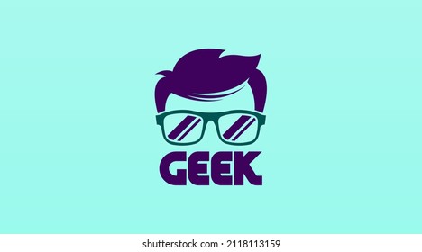 Geek Logo Design Konzept Vektor. Geek-Logo-Vorlage im flachen Farbdesign-Stil