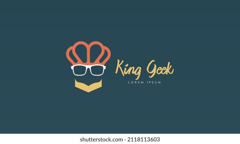 Vector de diseño de logotipo geek. Plantilla de logotipo geek en estilo de diseño de color plano
