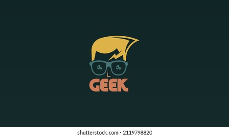 Geek Logo Design Concept Vector. Geek Logo Template in Flat Color Design Style