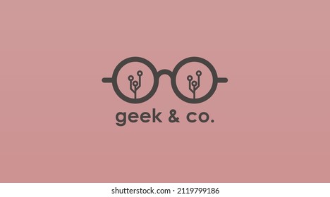 Geek Logo Design Concept Vector. Geek Logo Template in Flat Color Design Style