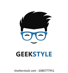 Ilustración de diseño de vectores de logotipo geek