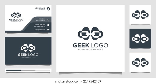 geek logo inspiration with blind concept design style, unique geek logo, chain modern concept.