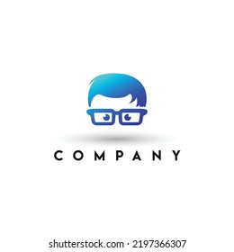 Geek logo template glasses nerd buzz logo