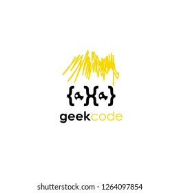 Geek logo vector. People logo vector. Geek logo template