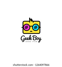 Geek logo vector. People logo vector. Geek logo template