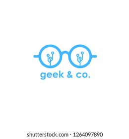 Geek logo vector. People logo vector. Geek logo template