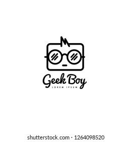 Geek logo vector. People logo vector. Geek logo template