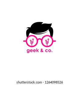 Geek logo vector. People logo vector. Geek logo template