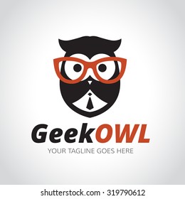 Geek Logoowlowl Logolearningeducationgeek Owlvector Logo Template Stock ...