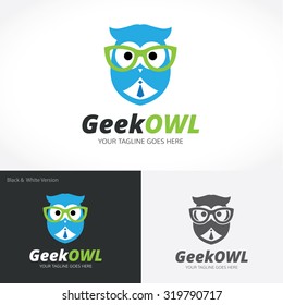 Geek Owl Logo Template Stock Vector (Royalty Free) 412819063
