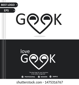 Geek Love Logo Template Black and White Background