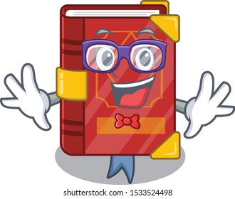Geek magic spell book on cartoon rack