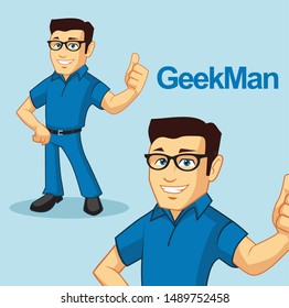 geek man character mascot vector design