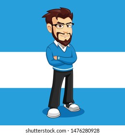 geek man character vector for mascot design