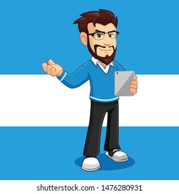 geek man character vector for mascot design