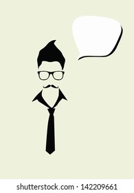 geek man with conversation bulb vector