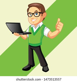 Geek Man with Glasses for mascot and logo design