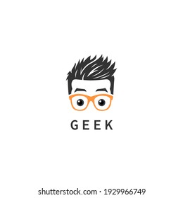 Geek Man Logo Symbol Design Template Flat Style Vector