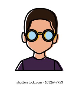 Geek man with round frame glasses