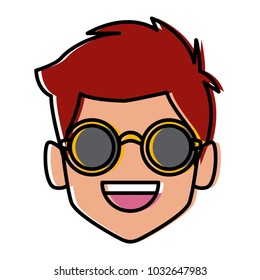 Geek man with round frame glasses