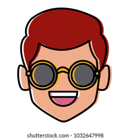 Geek man with round frame glasses