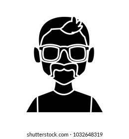 Geek man with round frame glasses