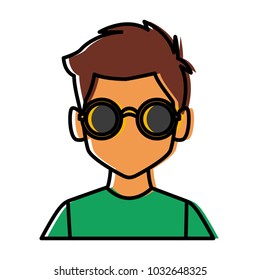 Geek man with round frame glasses