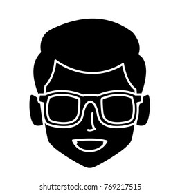 Geek man with round frame glasses