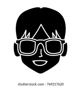 Geek man with round frame glasses