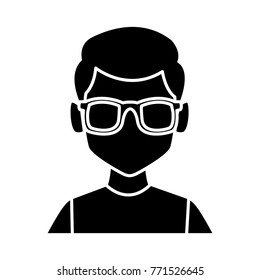 Geek man with round frame glasses