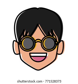 Geek man with round frame glasses