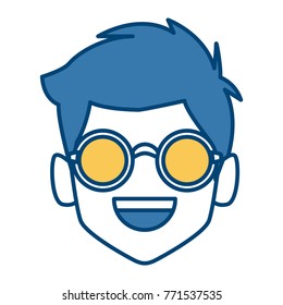 Geek man with round frame glasses