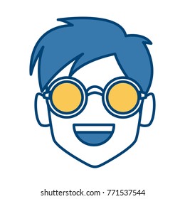 Geek man with round frame glasses