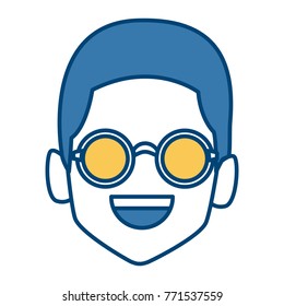 Geek man with round frame glasses