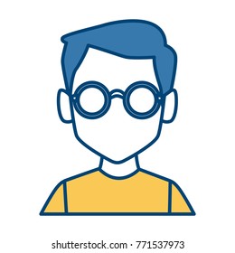 Geek man with round frame glasses