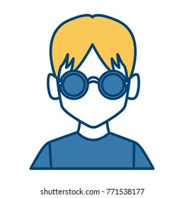 Geek man with round frame glasses