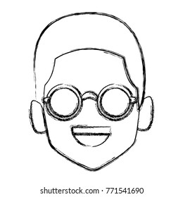 Geek man with round frame glasses
