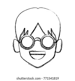 Geek man with round frame glasses