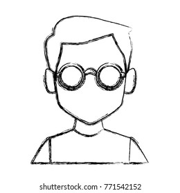 Geek man with round frame glasses