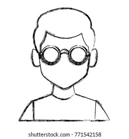 Geek man with round frame glasses