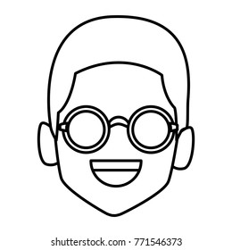 Geek man with round frame glasses