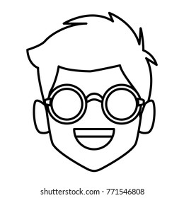 Geek man with round frame glasses