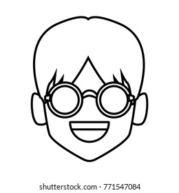 Geek man with round frame glasses