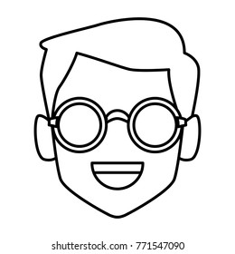 Geek man with round frame glasses