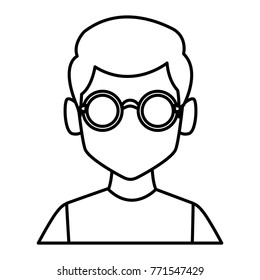 Geek man with round frame glasses
