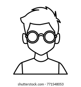 Geek man with round frame glasses