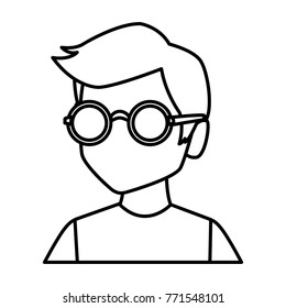 Geek man with round frame glasses