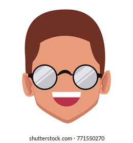 Geek man with round frame glasses