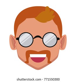 Geek man with round frame glasses